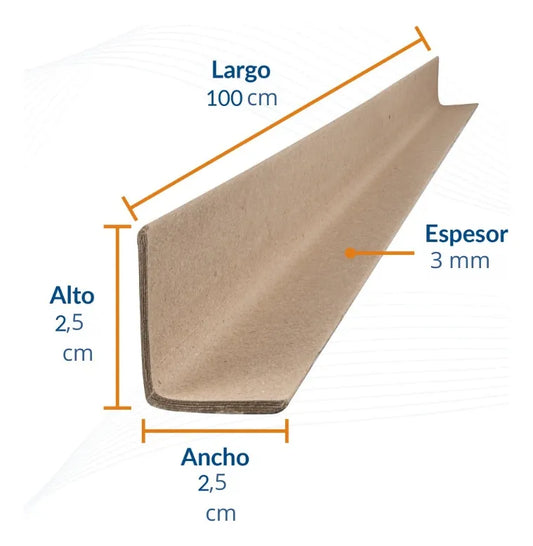 Esquineros de Cartón 2,5x2,5x100 cm (5 unid.) | Kraft